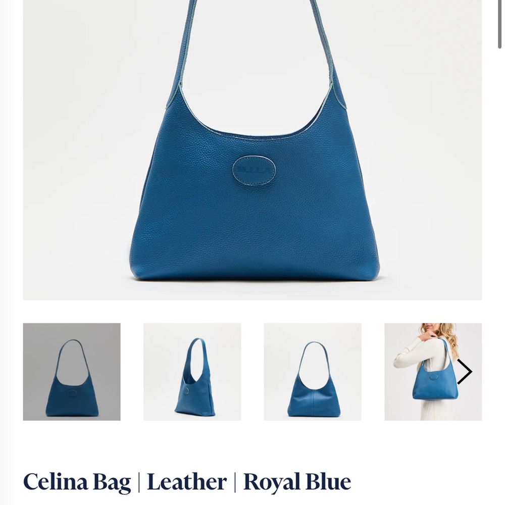 Celina Royal Blue Leather Shoulder Bag